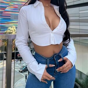 NEW FashionNova Cropped White Blouse